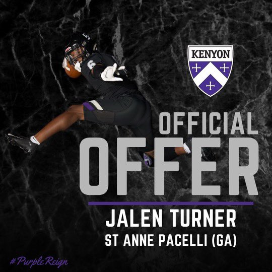 Jdottem's tweet photo. More than grateful to have received an offer of full support through the admissions process from Kenyon Football 💜 @KenyonFootball @CoachJoeDenney @Headley84 @VikingsRecruits https://t.co/uAlxBNJ126