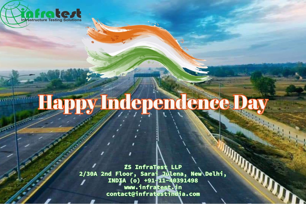 ZS_InfraTest's tweet photo. Wishing our fellow Indians a Happy Independence Day!
May our great nation flourish and prosper.
Best wishes,
Team ZS InfraTest
#independenceday2022 #happyindependenceday #15thaugust  #zsinfratest #infratestindia #testingequipment #innovation #technology #india #peace https://t.co/xwPdy4SgQH