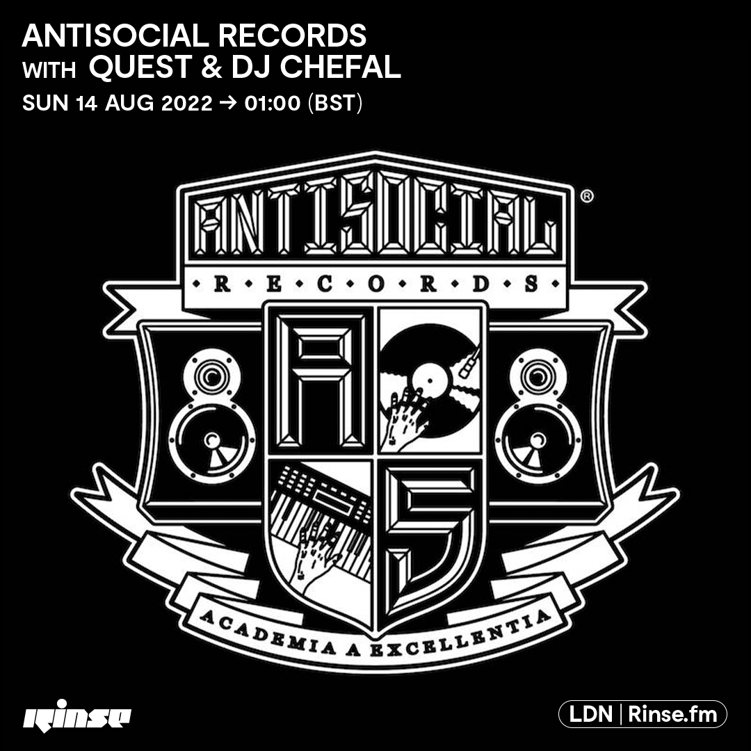 Rinse FM (@rinsefm) on Twitter photo Coming up at 1AM it's #AntisocialRecords with #Quest & <a href="/DJChefal/">Chefal SubFreq</a> on rinse.fm + 106.8FM
#RinseFM Coming up at 1AM it's #AntisocialRecords with #Quest & <a href="/DJChefal/">Chefal SubFreq</a> on rinse.fm + 106.8FM
#RinseFM