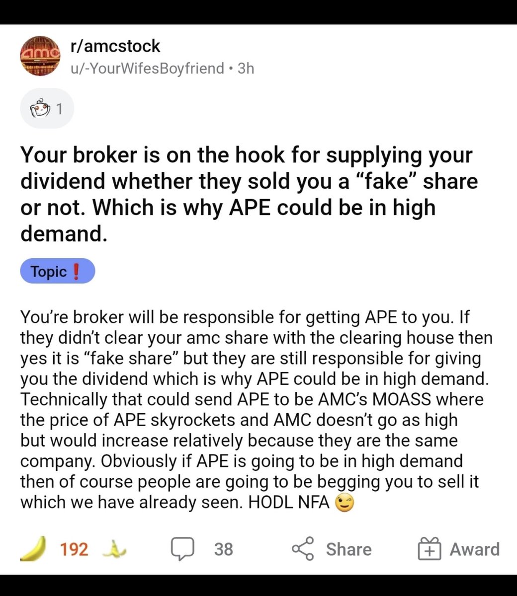 TiaBolt2's tweet photo. 💯 

#ApeNotForSale
#AMC $AMC $APE
#AMCNOTLEAVING https://t.co/SHjRnCJ3Ne