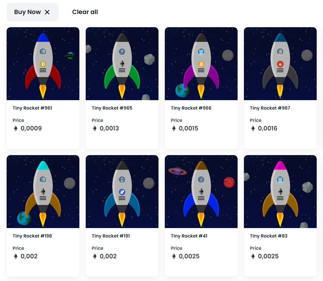 ✅Buy on <a href="/opensea/">OpenSea</a> 
 
Collection of 1000 cute TinyRockets🚀
8⃣7⃣ owner, are you the next one?
🔥Floor price only 0.0009 ETH‼️
➡️opensea.io/collection/tin…

#NFTs #OpenSeaNTF #opensea #NFTProject #NFTdrop #NFTcollections #freenft #generativeart #boredape #BAYC