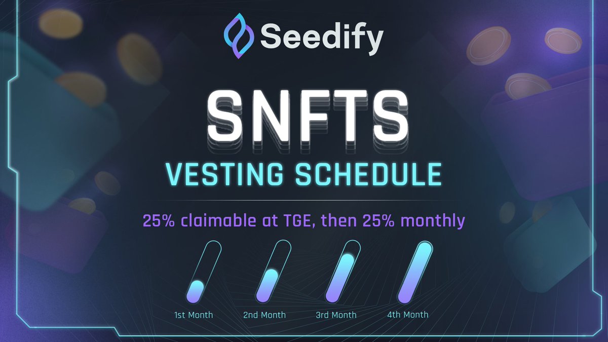 vibevibefun's tweet photo. One day left to join the $SNFTS #airdrop! 🌱

To reduce sell pressure and keep the new airdrop participants interested in Seedify's #NFT Space progress, the $SNFTS vesting will be:👇

💰25% claimable at TGE, then 25% monthly💰

⏳ Join us by tomorrow's #snapshot at 11:11 PM! https://t.co/5ZJZoJzjVT