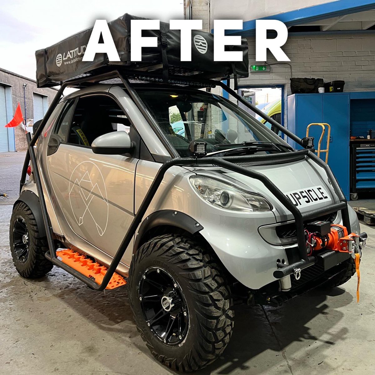 maxreestore's tweet photo. The full smart car camper build has dropped on the @SilverlineTools you tube channel, link in bio 💙

#diy #diyhero #smartcar #worldssmallestoffroadcamper #offroader #vanlife #camper #campervan #offgrid #offgridcamper #microcamper #offroadcamper #adventure  @Uktruckplantgrp https://t.co/bEDgfqDxpB