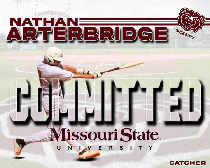 Nate_Bridge8's tweet photo. I am very excited to announce my commitment to play baseball at Missouri State University. I would like to thank everyone who has helped and supported me along the way! @J_Hawk12 @MSUBearBaseball @STG_Baseball @DWhigham7 https://t.co/X9z6JtItYa