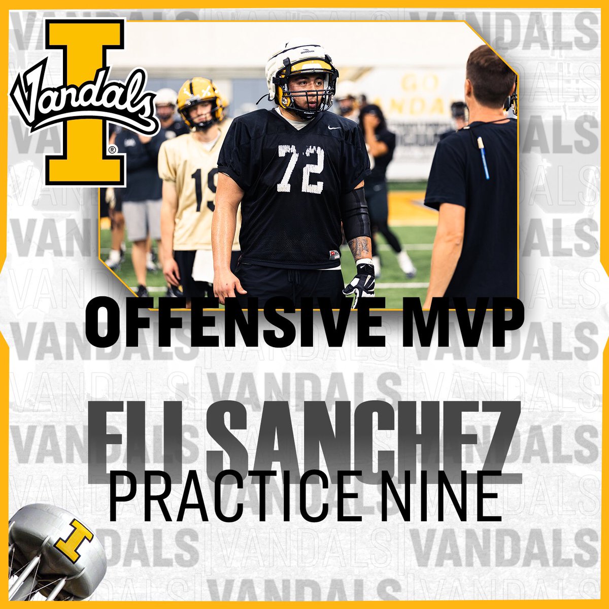 For practice 9, <a href="/nolimiteli21/">turbooo🌪🦍</a> took home the Battle Axe, <a href="/LeoTb28/">Leo Tamba</a> was named the Defensive MVP and <a href="/ElijahSanch2323/">Eli Sancho</a> earned Offensive MVP honors. #GoVandals