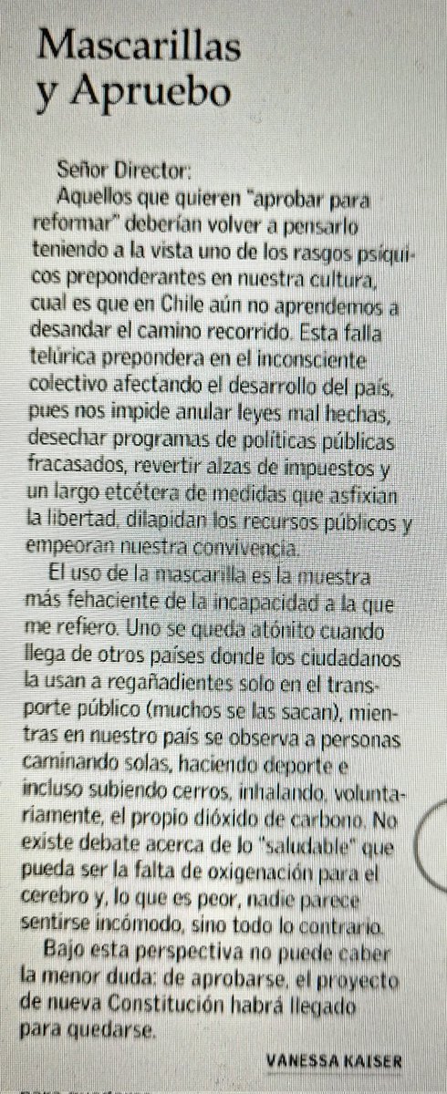 vanessakaiser22's tweet photo. Mascarillas y Apruebo (hoy en El Mercurio) https://t.co/ac2Zz7A7xz
