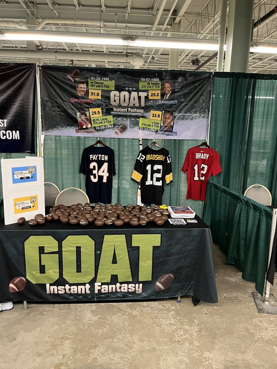 MWagschal's tweet photo. Finally here. Booth 47. Come visit #fantasyfootballexpo @goatfantasyapp https://t.co/WmlpWnKZEs