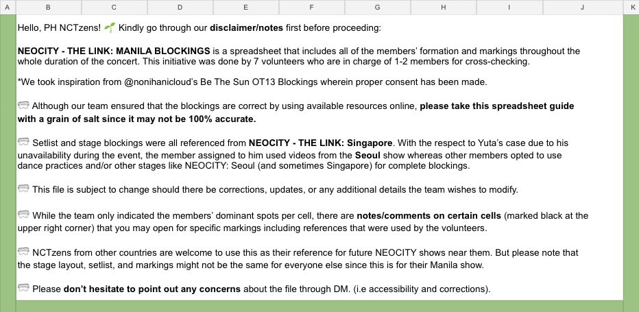 haechbratz's tweet photo. (📢) PH NCTZENS !!! attached file in this tweet contains the spreadsheet of all 127 members’ assumed formation and blockings for NEOCITY: THE LINK in MANILA 2022. 

FROM AUDIENCE’S POV

clickable link: https://t.co/vbjhAxJMr3

September 4, 2022 (Sunday) at 5PM
📍MOA Arena, Pasay https://t.co/Wost1ZMXy6