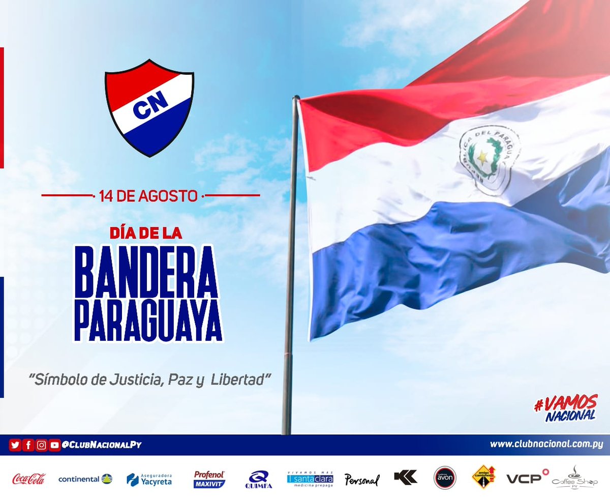 clubnacionalpy's tweet photo. Celebramos y honramos el día de nuestra gloriosa #BanderaParaguaya.

El Rojo🔴 Blanco⚪ y Azul🔵, colores patrios que adoptamos, amamos y defendemos con orgullo. 

#DíaDeLaBandera🇵🇾 

#LaAcademia ⚽️🎓 https://t.co/YxPxBAgax7