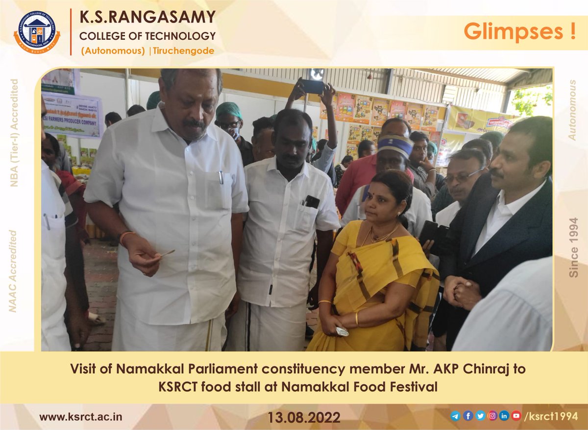 ksrct1994's tweet photo. Glimpses of #ksrct1994 Food Technology Students Participation in Namakkal #FoodFestival on August 13, 2022. https://t.co/7ZhcNSOang