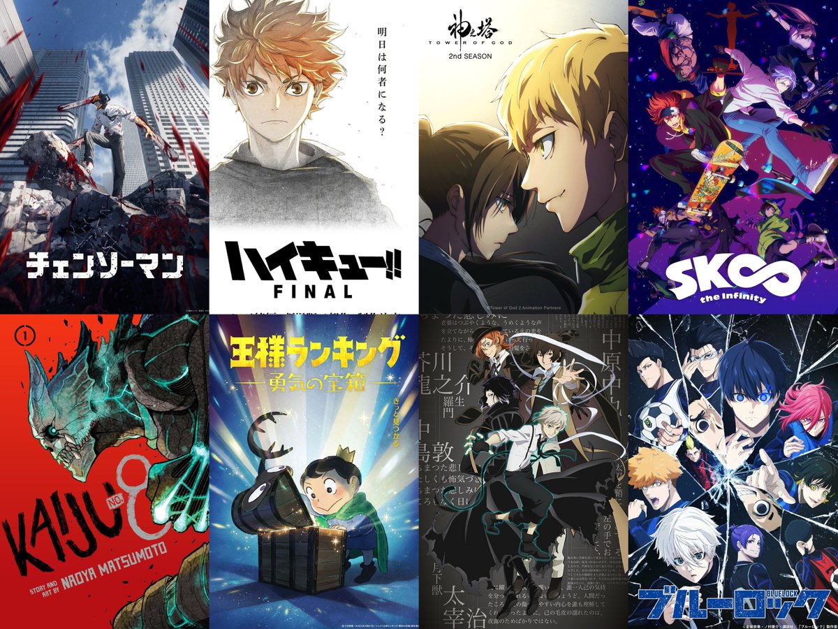 QUE MÊS!!!

- Trailer Chainsaw Man.
- Anunciado filme Haikyuu!! Final!
- 2ª temp Tower of God anunciada.
- 2ª temp de SK8 the Infinity anunciada!
- Anunciado anime de Kaiju No. 8.
- Anunciado novo projeto em anime de Ranking of Kings.
- 4ª temp de Bungo Stray Dogs em janeiro.
+
