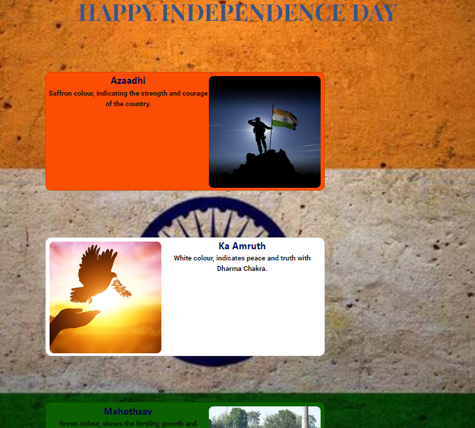 BunnyShaik08's tweet photo. I tried to Make a Static Website about our Indian flag and it worked!! For this Independence day, I made this
https://t.co/nqWhNVa5VD  👈🏻👈🏻
@nxtwave_tech #ccbp4point0 #nxtwave #staticwebsite
#CCBP https://t.co/BcHX0aD1FB