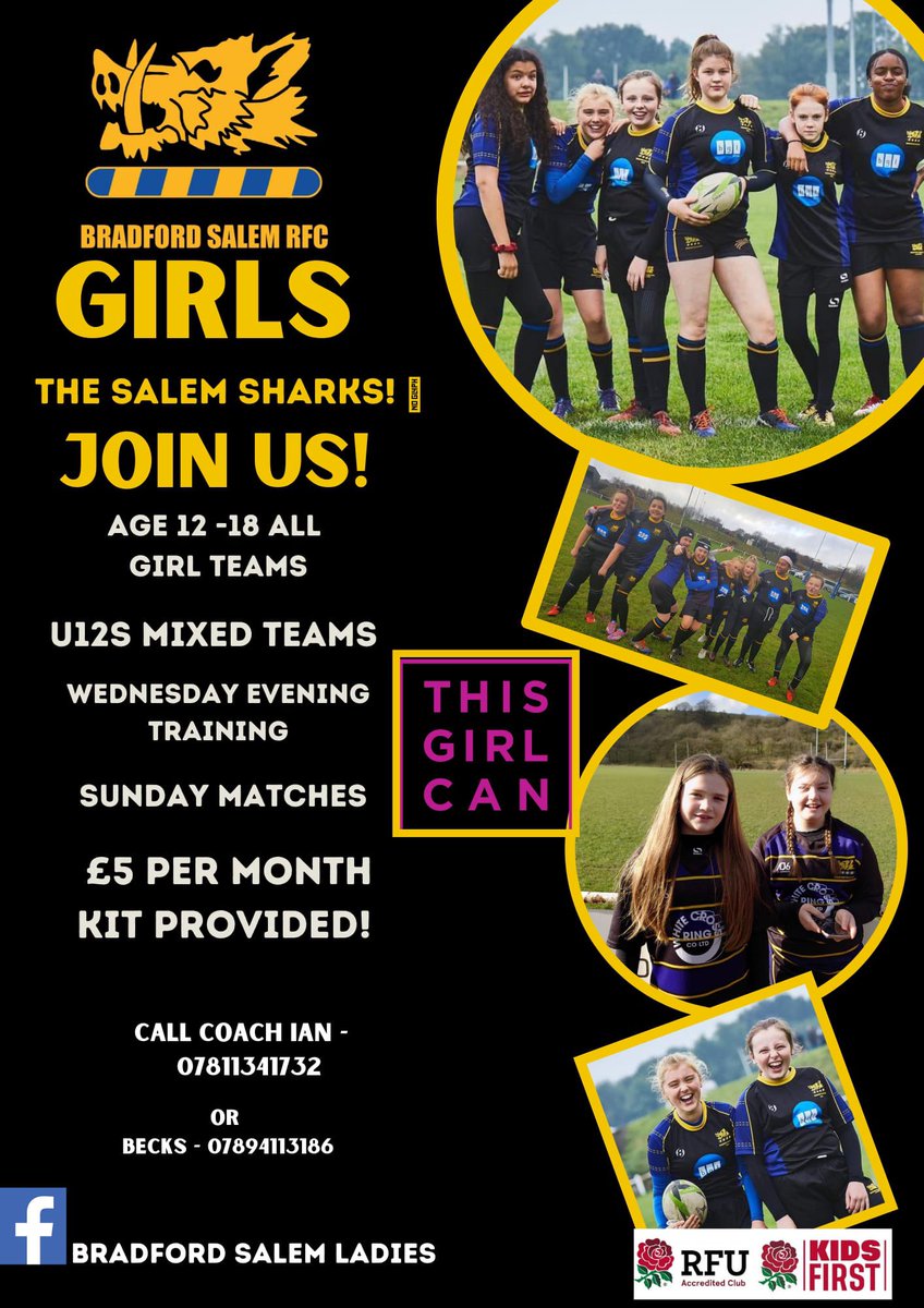Want to give RUGBY a try? Never played before? No problem! Come and joint Bradford Salem. Be active, have fun and make new friends. 🏉🎉New season starts in September. 
Primary and Secondary. <a href="/yorkshire_rfu/">YorkshireRFU</a>  <a href="/WestRugbyRFU/">England Rugby WYorks</a> <a href="/GrammarSport/">Bradford Grammar Sport</a> <a href="/bradfordmdc/">Bradford Council</a> <a href="/SalemRFC/">Bradford Salem RFC</a>