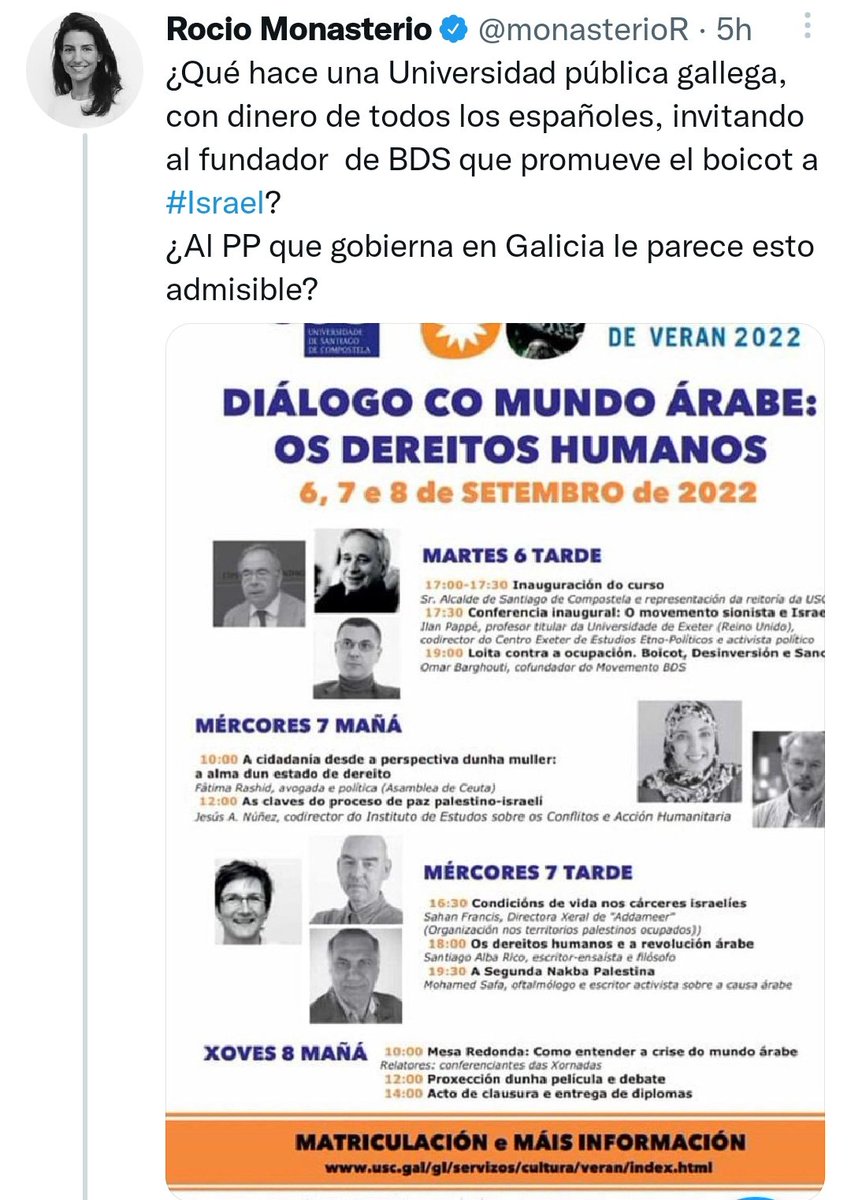 o_petapouco's tweet photo. A Rocío Monaestereo proelle que se lle dea voz ós palestinos. https://t.co/rQPY8nydwQ
