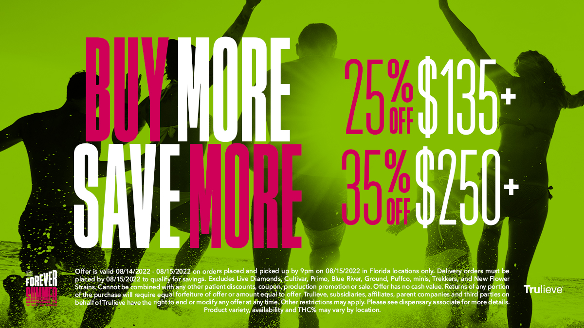 Trulieve's tweet photo. Nothing like a Buy More Save More to end your week on a good note!😁

The more relief, the merrier, we always say, and now you can get what you need to get you through your week for less.🌿😎

#trulieve #cannabis #BMSM #Sunday #wellness https://t.co/rYUWwdjxxd