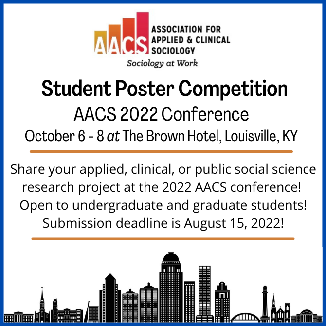 AACS_Sociology's tweet photo. Our Student Poster Competition deadline is tomorrow! Ideal for grads and undergrads looking to share their applied, clinical, or public sociology-related research with a diverse community of sociology professionals! The Top 3 posters receive $100! https://t.co/idFJ97Sama https://t.co/c2n9npxHB2
