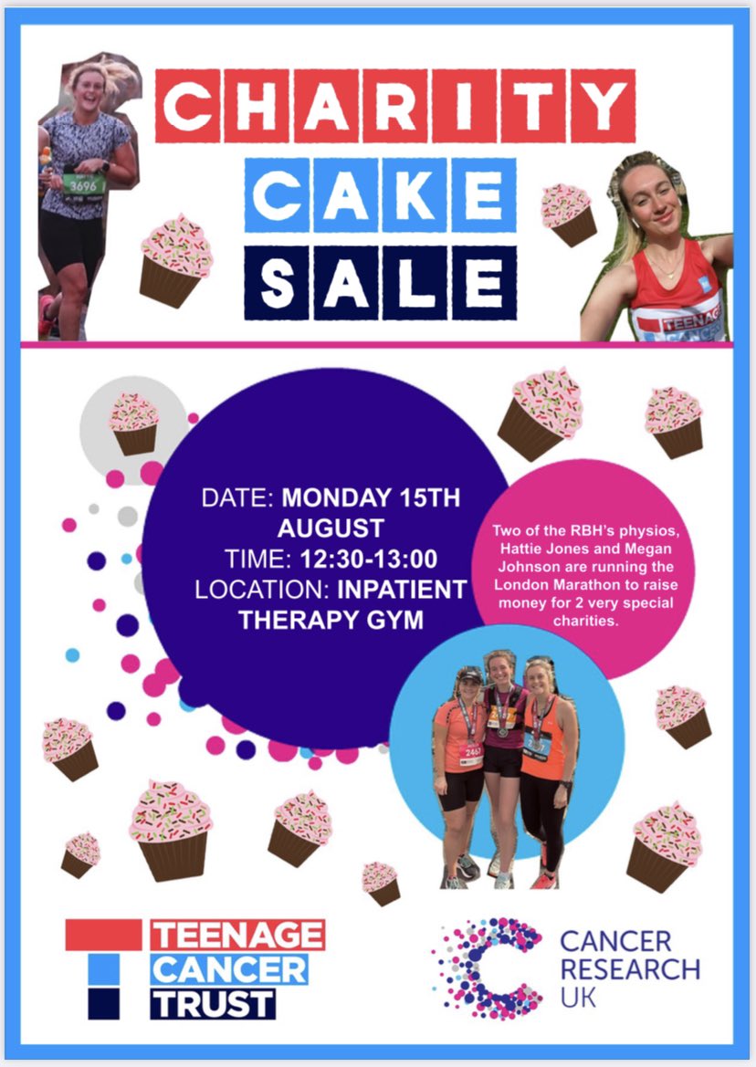 hattiejones_'s tweet photo. 🧁 RBH FRIENDS 🧁 If you need a Monday pick me up come to inpatient therapies at 12:30 tomorrow! ✨ We’re doing a bake sale to raise funds for our London marathon fundraising 🏃🏼‍♀️ (cancer research &amp; teenage cancer trust) Sneak peak in the photo 🥕 https://t.co/4EPG4mdmic