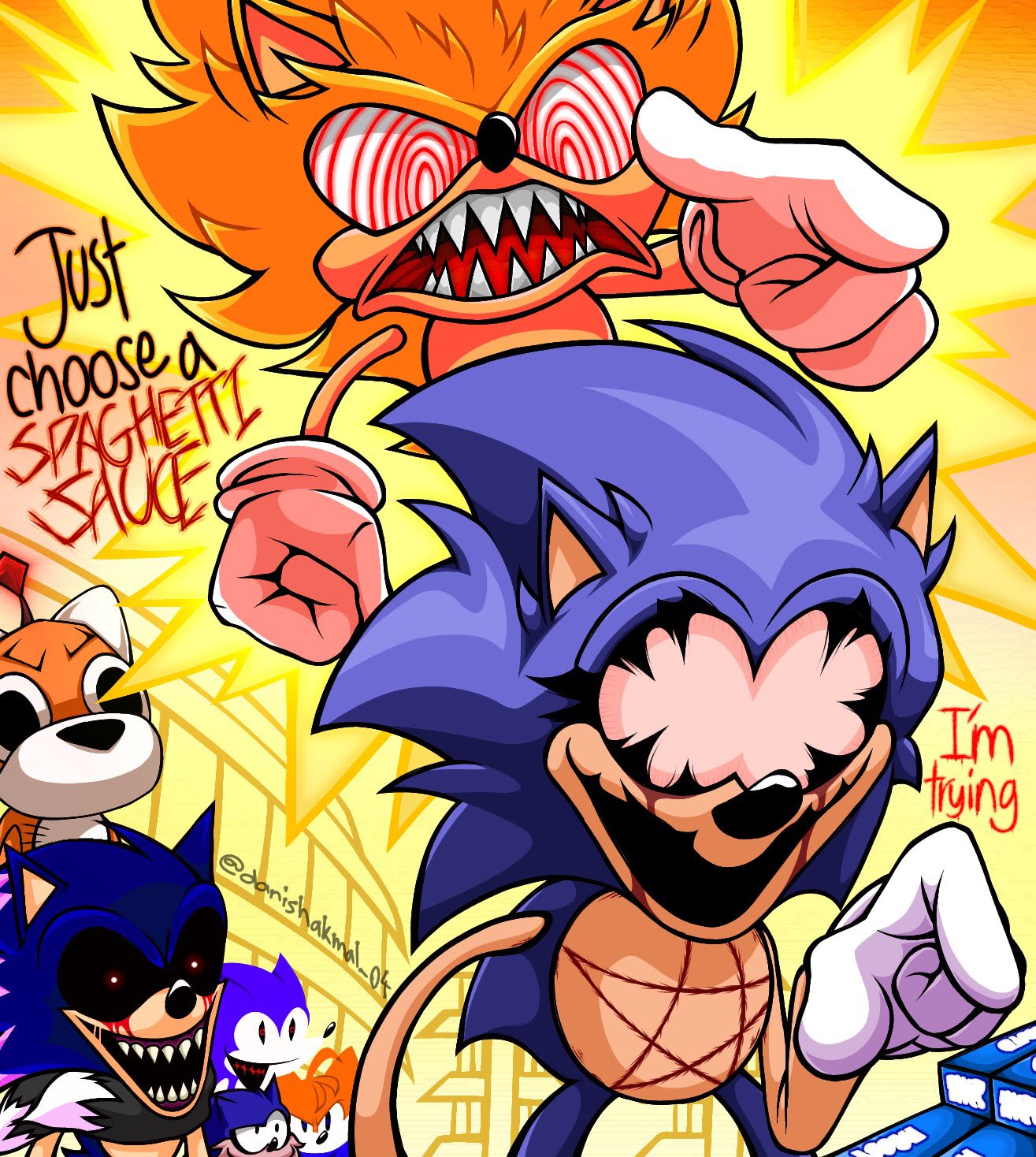 Jollyspring❄️🎄 on X: So I think it's a good time to repost what I think  is my best Sonic.exe art Needlemouse & luther, @ shutupjojo_ Starved eggman  & furnace, @ DuhDumbie_ Wechidna