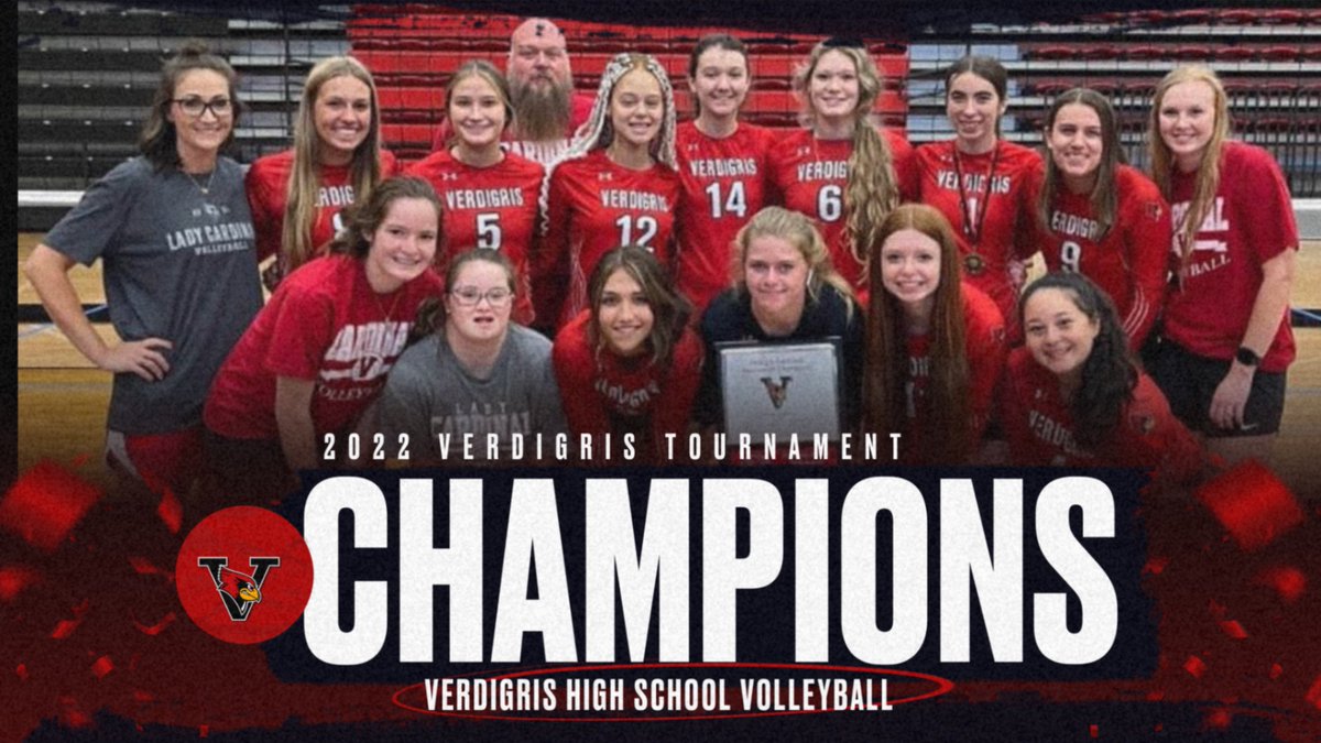 VerdigrisCards's tweet photo. DOMINATION!!!Volleyball won the Verdigris Tournament without losing a set!! Congratulations Girls!!! #FLYCARDS https://t.co/lL7hJkSM2N