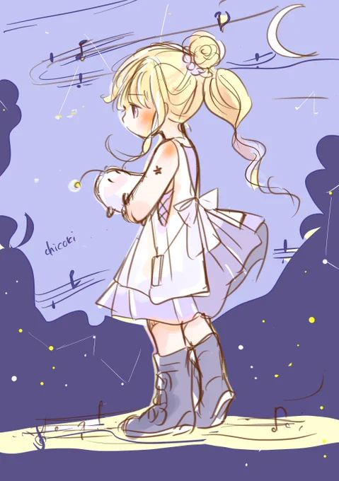 白い三日月のよるうたいながら歩いてゆこうきみがあっちだよ?っ教えてくれたから 