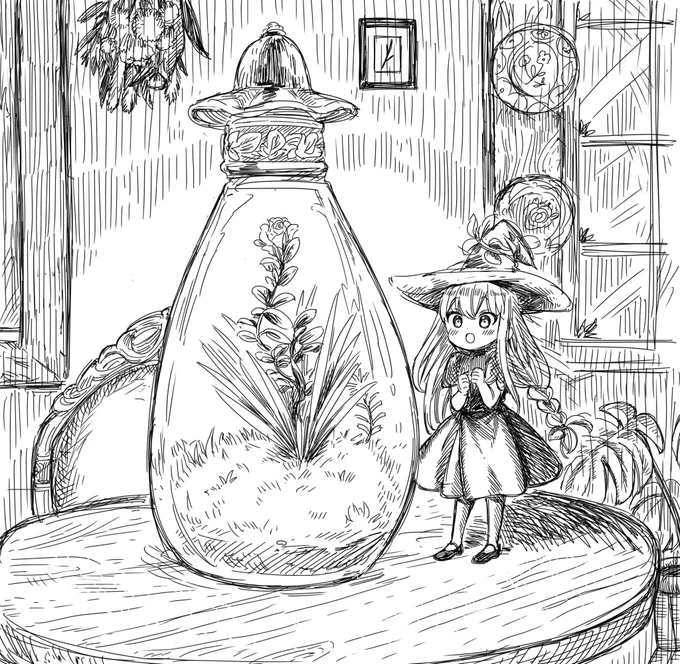 ちいさい魔女さん(白黒) 