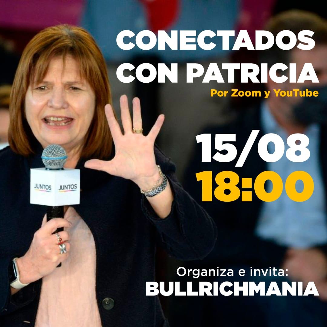 BullrichmaniaPA's tweet photo. ¿Querés saber LA SORPRESA que @PatoBullrich  para contarle a la Bullrichmanía?🦆
¿Qué esperas para sumarte al zoom que tendremos con ella este lunes 15 a las 18:00 hs?😊

👉🏻 Inscribite en este link: 👇🏻

https://t.co/3bwTuijbCn
#Bullrich #PatriciaBullrich #Bullrichmania https://t.co/6KF86k69U0