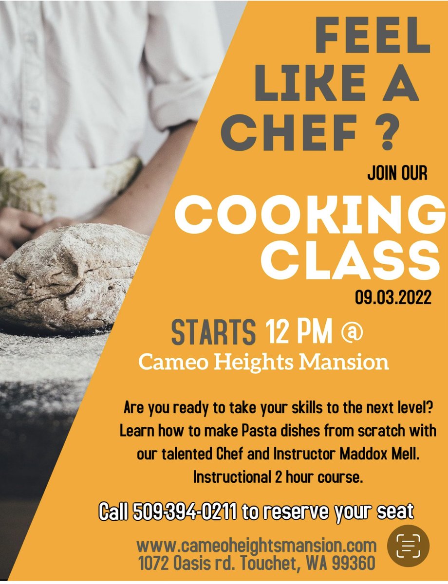 CameoHeights's tweet image. Cooking class at Cameo Heights Mansion!