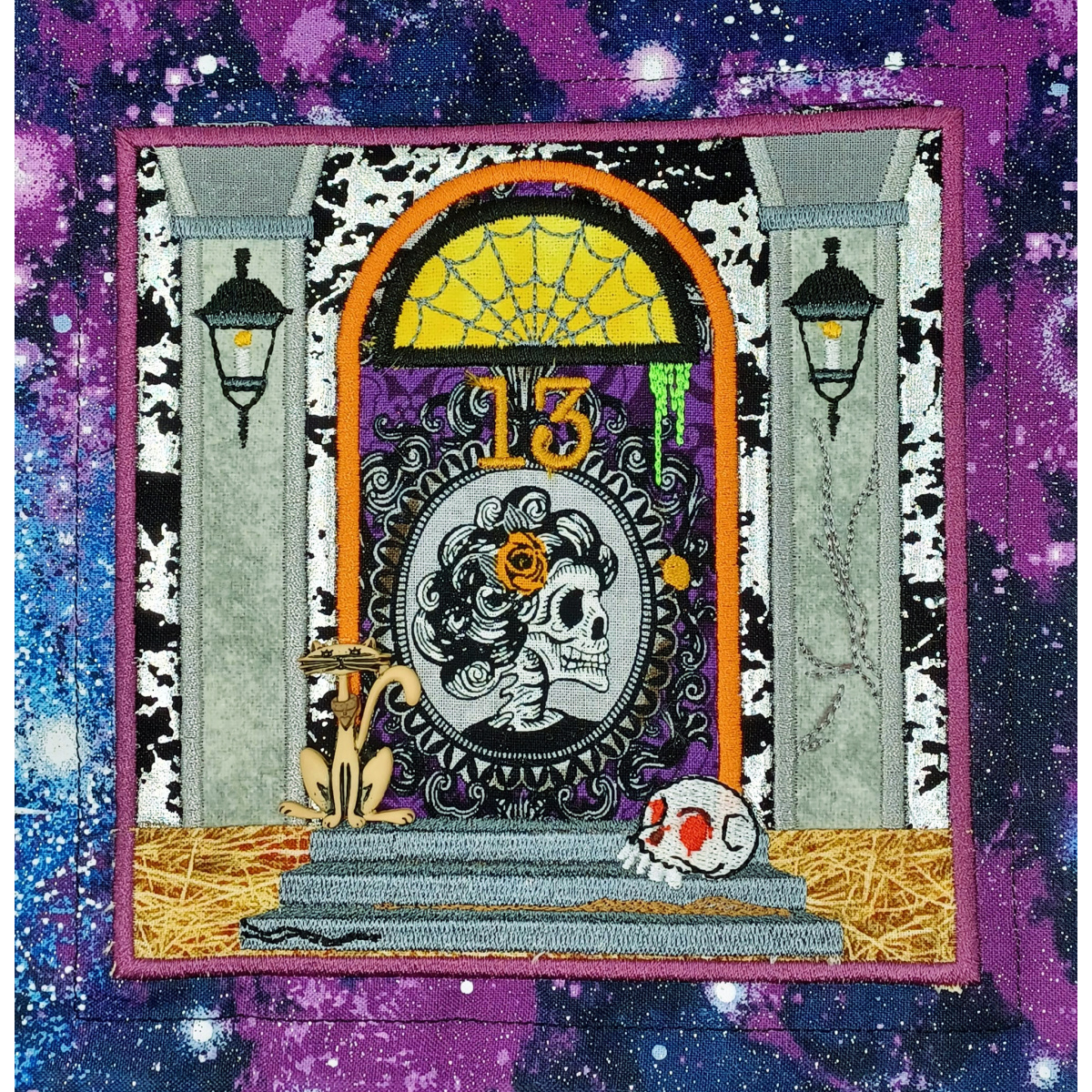 LilMonkeysHndmd's tweet photo. So I joined in on another mystery quilt and this one is Halloween themed. This is my first block. It's going to be a haunted house. Whether the rest of the quilt is the outside or inside of the house we don't know. That's why it's a mystery lol. https://t.co/FrmnIh957u