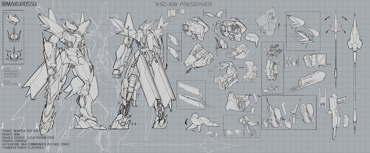 makurossu's tweet photo. Posting this post debut so here it is!  @Bleu_Stars mecha that she and I worked on together! https://t.co/Mw9fZaDKA9