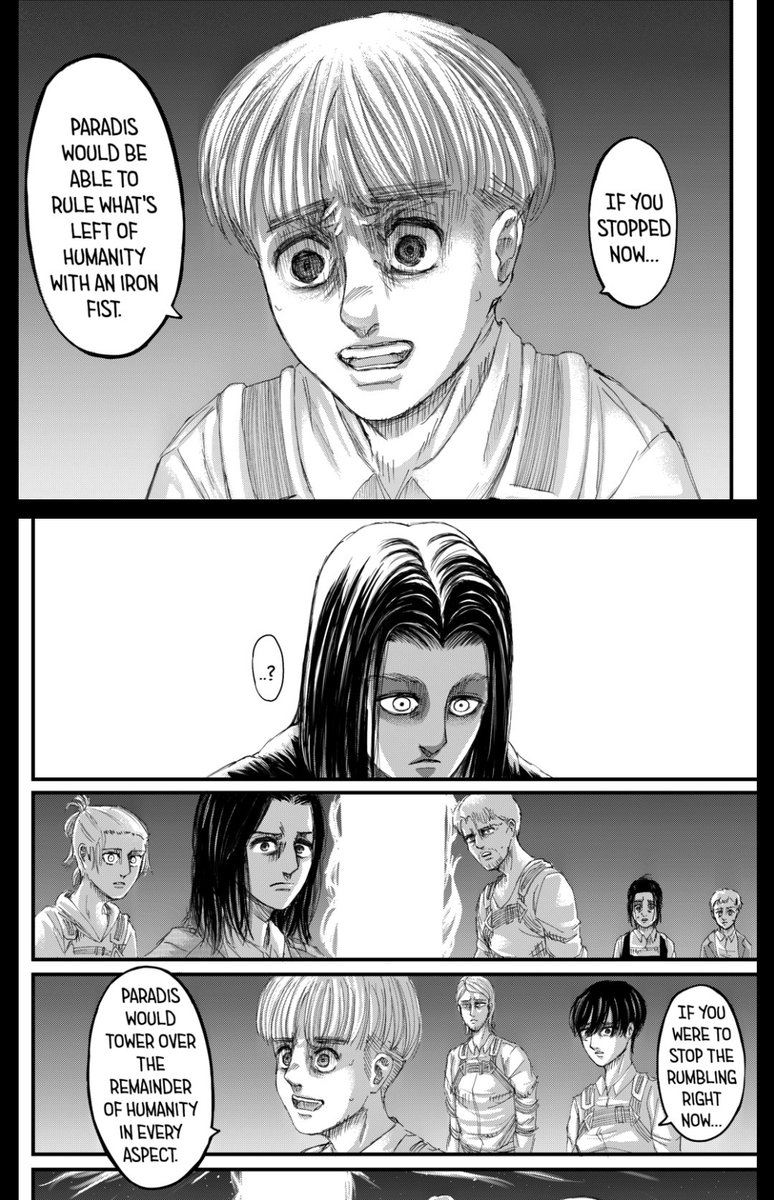 SleepySomnu's tweet photo. I came back to give props to @OpUsurper because this is actually very good! This is such an Armin like thing to do before the timeskip. #ArminIsBack 😩 https://t.co/1fQp4mIZF8