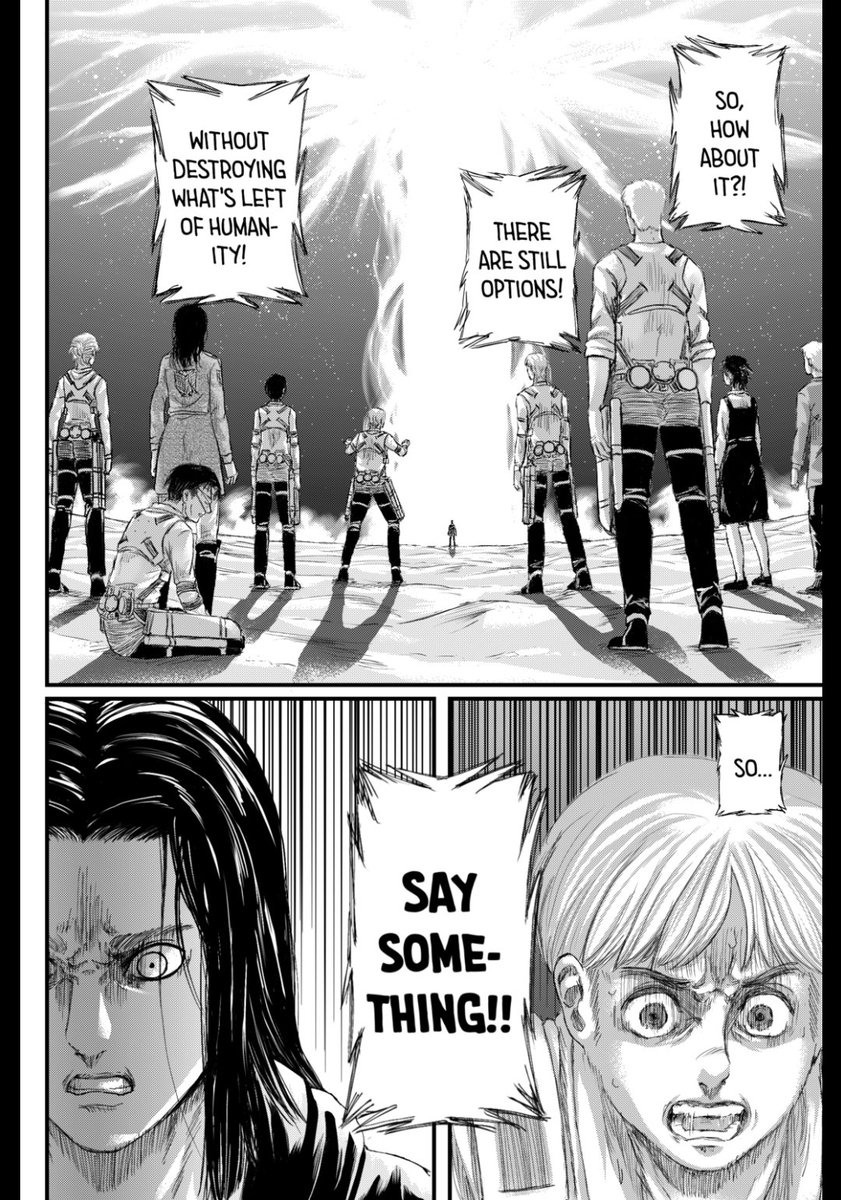 SleepySomnu's tweet photo. I came back to give props to @OpUsurper because this is actually very good! This is such an Armin like thing to do before the timeskip. #ArminIsBack 😩 https://t.co/1fQp4mIZF8