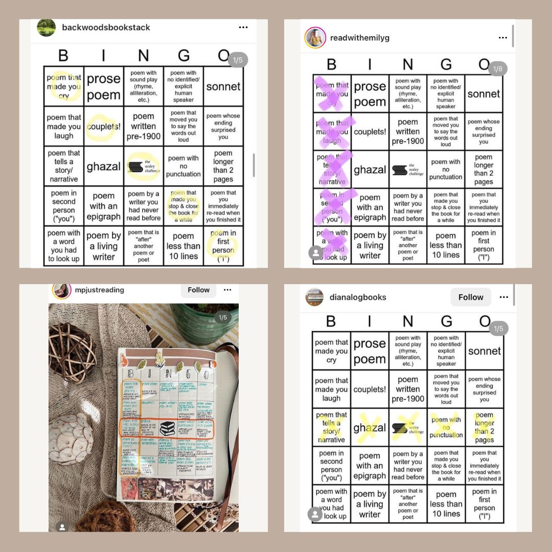 SealeyChallenge's tweet photo. Day 14 of #TheSealeyChallenge📚

Check out these #SundaySuperstars who already have BINGO on their #TheSealeyChallenge book giveaway bingo! 

Anyone else made progress on their bingo card this week? Share &amp; tag us to enter!✨share poems that check off each box for bonus points!✨ https://t.co/XC24xvachW