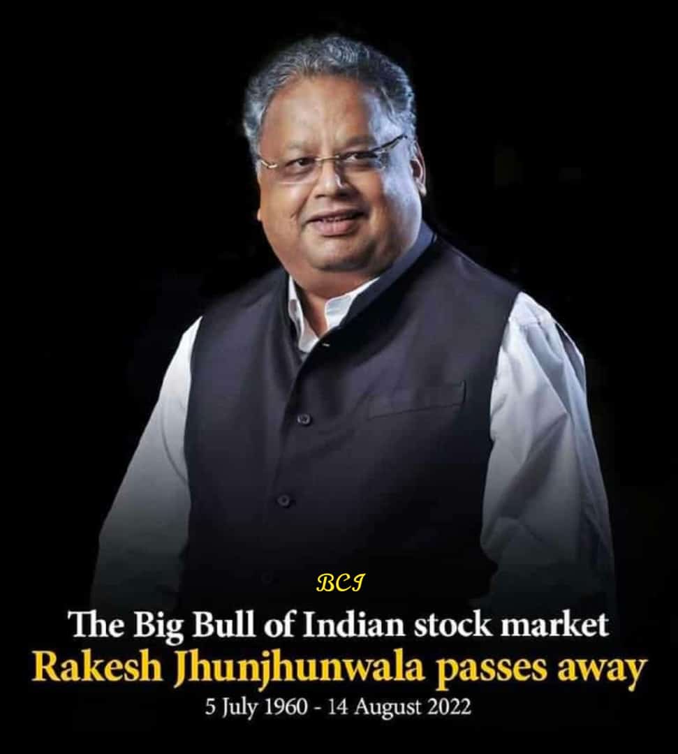 NavinSa45695475's tweet photo. Mr RakeshJhunjhunwala has passed away.
#R.I.P🙏🙏
Had settled a great example #Trading is not gambling , you can create wealth from it.

#RIPRakeshJhunjhunwala #RIPLegend #RIP #trading #sharemarketking #big bull https://t.co/5plNtgCJvM