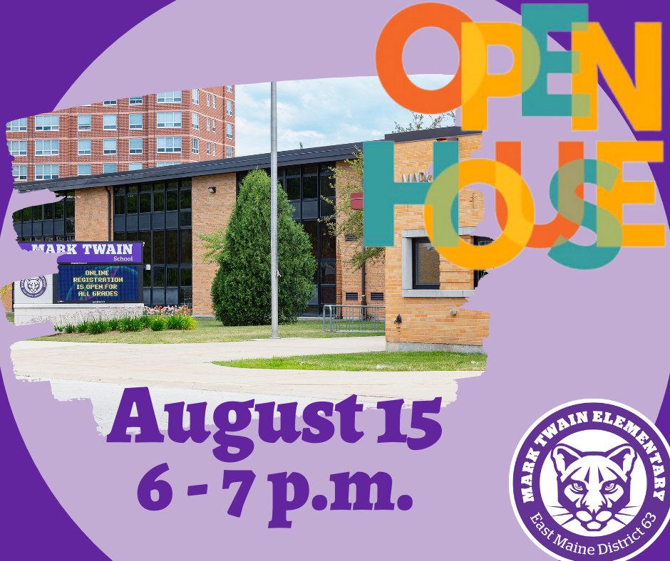 Calling all of our Mark Twain families: join us for our Back-to-School Open House TOMORROW, August 15. bit.ly/2MywvGn
