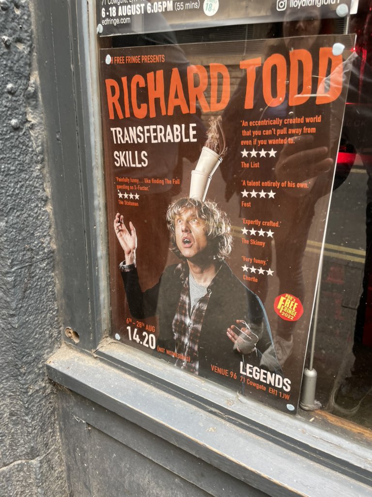 Write4TheStage's tweet image. This chap @richardtodd was absolutely brilliant. Hilarious. One of our party did his back in from laughing. 2.20pm at Legends on Cowgate. Do yourself a favour and go and see this exhaustingly hilarious show @edfringe