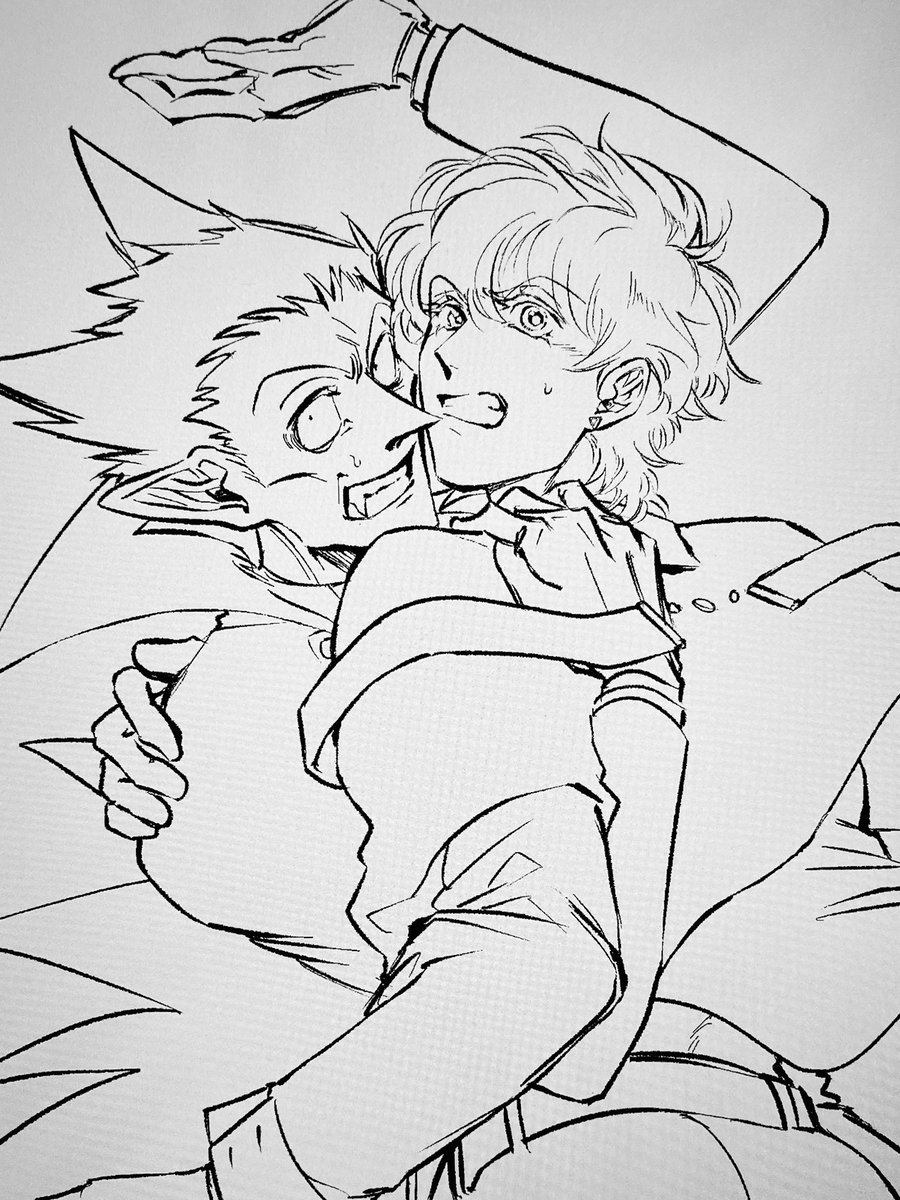 珍しく表紙線画を先に描いているんですがちゃんと描くと綺麗な線になるじゃん!と嬉しくなっている 