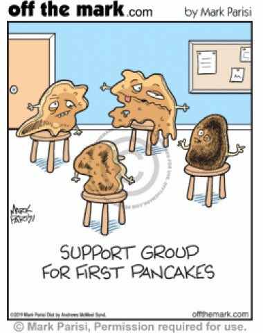 NYUEmpathy's tweet photo. We support trying…and trying again! #Empathy: “trying to understand another person’s world from the inside out” Jodi Halpern #empathiccuriosity @OffTheMarkComic #firstpancake #support #CartoonArt #trying https://t.co/alxWopSaMb