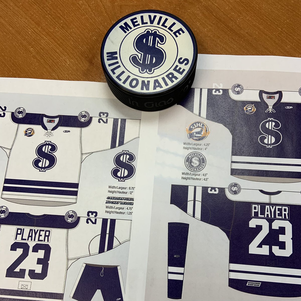 The look of the Melville Millionaires for the 2022/2023 hockey season, AND seasons to come..

Historic Millionaires Blue and White with our signature Dollar Sign..

#GoMoney #MillsMafia 🏦💰
