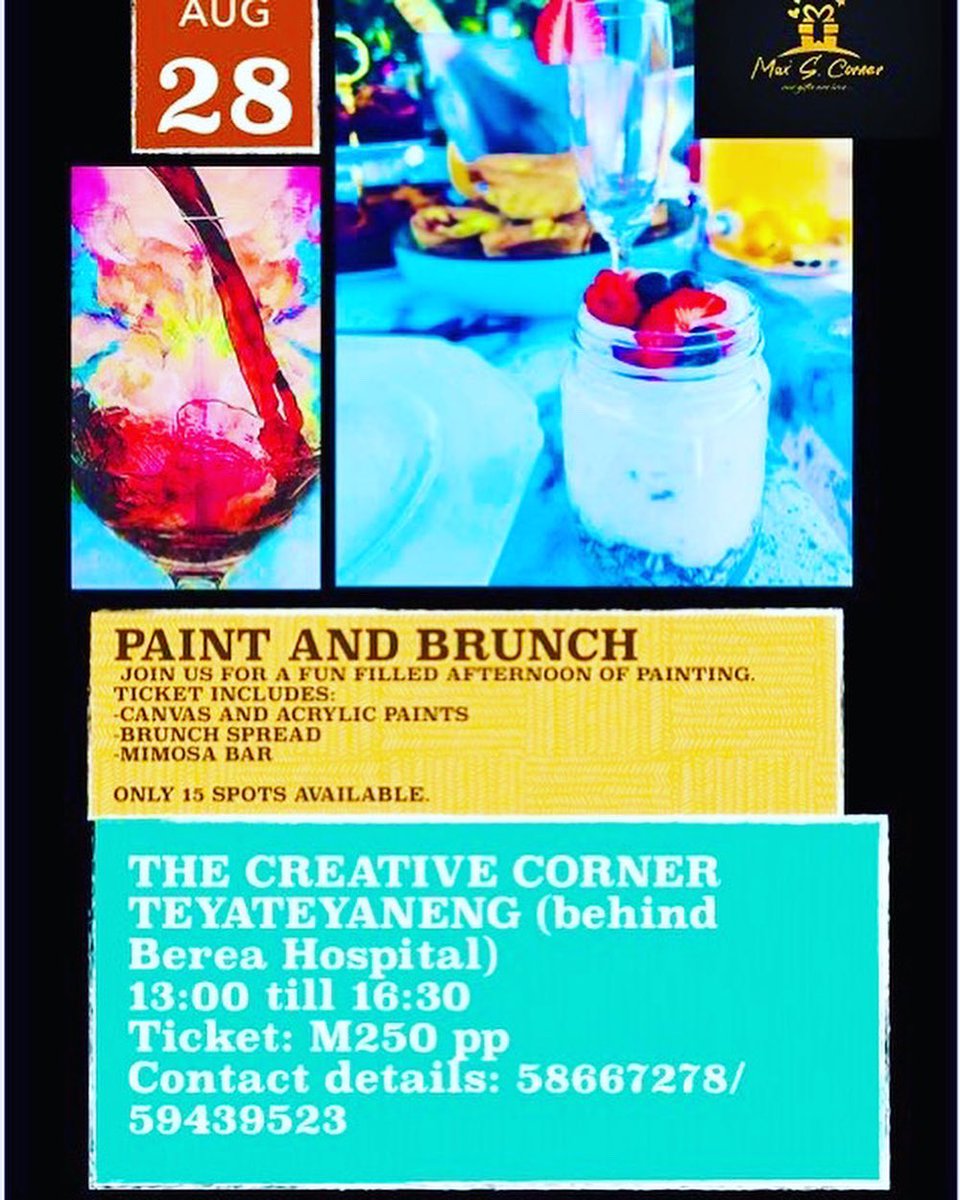 MaxSCorner01's tweet photo. Sundays are for #relaxing and having a great time โค๏ธ
#painting #outdoors #paintingparty #dateideas #brunchtime #brunchdates #creativecorner #family #friends #maxscorner #lesotho #Lstwitter https://t.co/vEBShlXTry