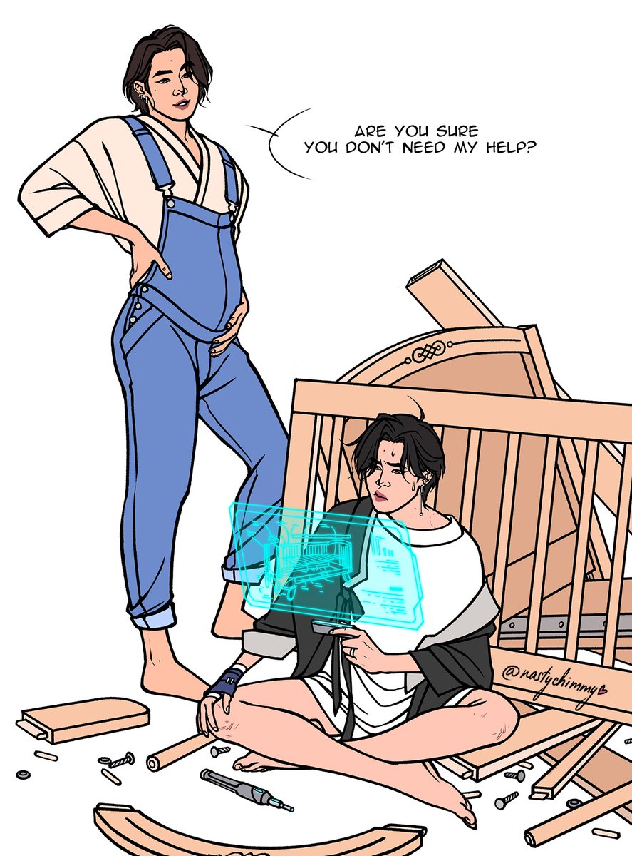 nastychimmy's tweet photo. cw // mpreg 

🐍x🐰

alpha is capable of doing many things, but building a baby crib isn't one of them https://t.co/BXinAts3aO