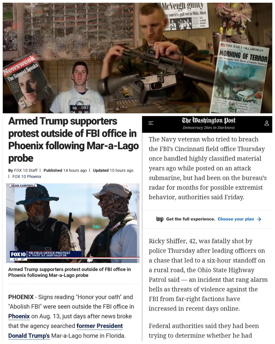 CompassOKC's tweet photo. Oklahomans know too well how 1 or 2, armed, former military, radical individuals can devestate a community in just minutes. History is repeating itself... don't be part of the problem... #McVeigh #OKCBombing #MurrahBuilding #WhiteNationalist https://t.co/irOmnSlfwi
