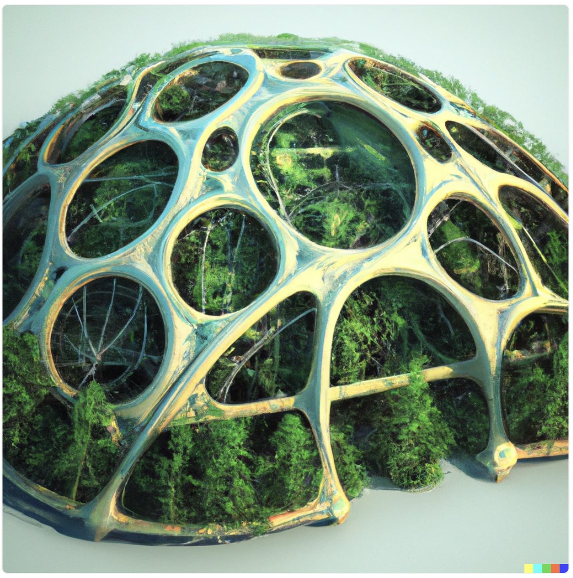 johncumbers's tweet photo. “A photosynthetic green living biodesigned Pompidou center built from a cooked turkey, digital art” CC @DrewEndy https://t.co/K73t6MwuSU
