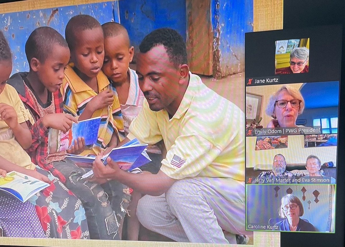 janekurtz's tweet photo. Thanks to hard-working committees, awards sometimes shower writers w/a glow + help readers find our books. @Caroline_Kurtz_ and I each celebrated our books via Zoom last week. Soon I go to Malaysia for @IBBYINT: honoring the #Ethiopia creative collaboration #ReadySetGoBooks #Joy https://t.co/4m65gKT6Be