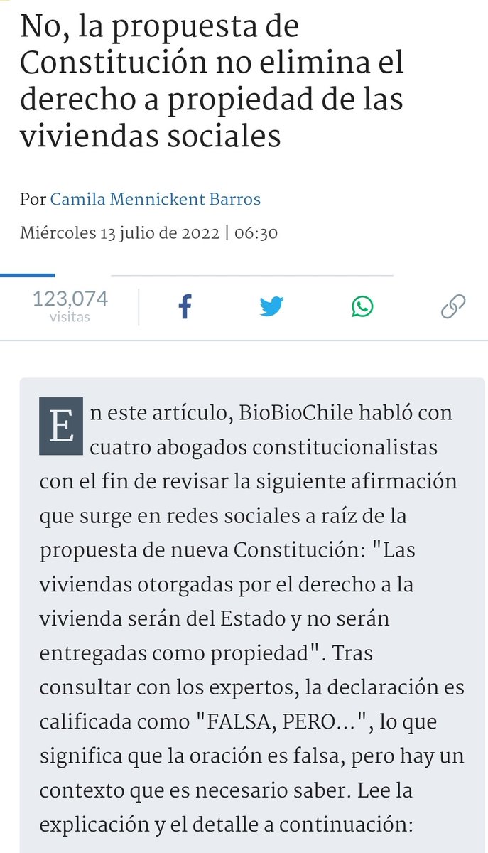 #MeganoticiasAlerta El análisis de 4 abogados constitucionalistas consultados por radio biobio llegó a la conclusión de que no se elimina el derecho de propiedad