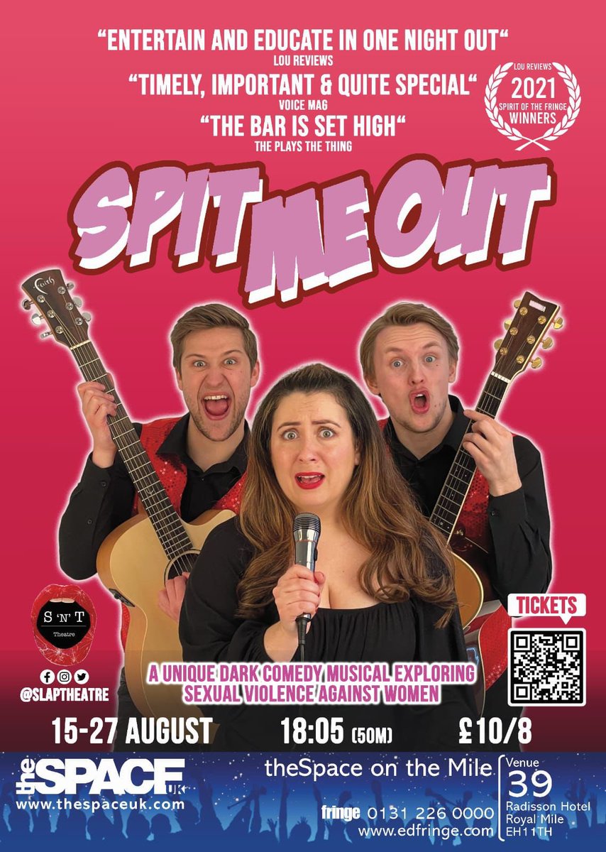 sarker's tweet photo. If you happen to be @edfringe try and catch @SlapTheatre with @_drewrafton 15-27th Aug at Space on the mile it’s meant to be brilliant and very topical 🤩 #newtalent #EdinburghFringe #comedymusical https://t.co/6PedC7m1Wd