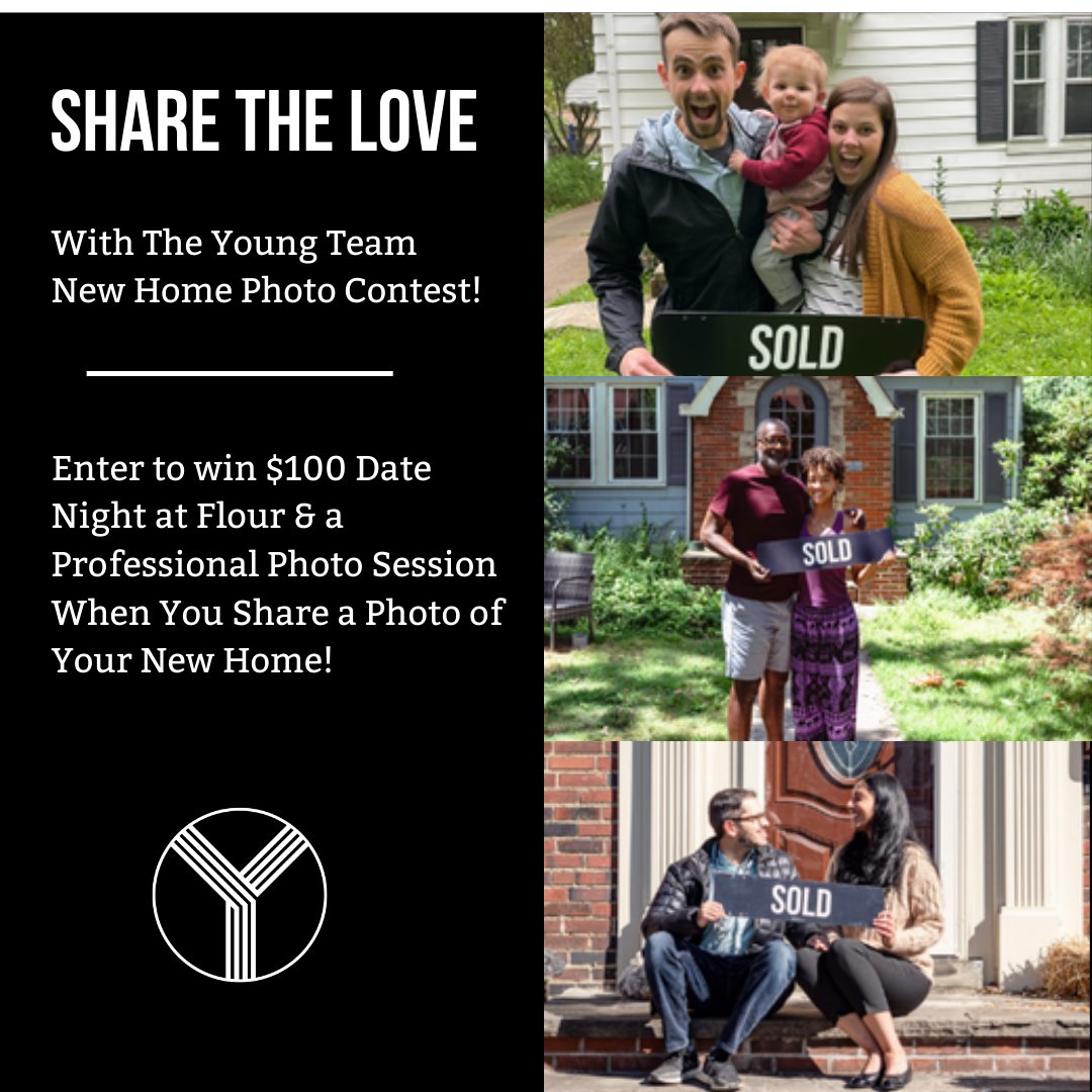 We love to see photos of our clients with their new home. 
Share your photo on social media and be sure to tag The Young Team! tinyurl.com/4rtf2h27
• Instagram @theyoungteamrealestate
• Facebook <a href="/TheYoungTeam/">theyoungteam</a>
• Share on our Google profile at hubs.ly/Q01jWVsp0