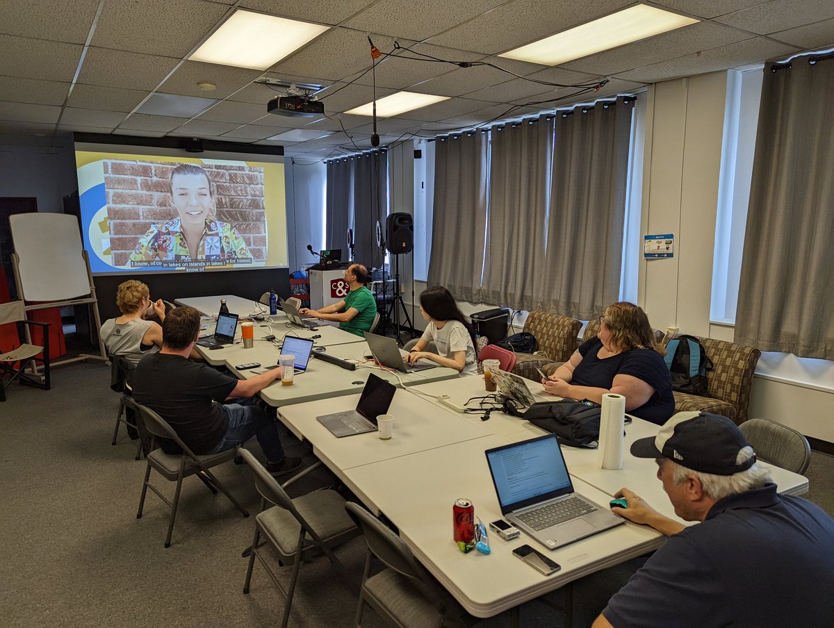 KevinPayravi's tweet photo. #Wikimania2022 Pittsburgh meet-up at @codeandsupply, watching this year's Wikimedian of the Year awards (featuring @anniierau!) 🏆 https://t.co/xmRlEQLwPp