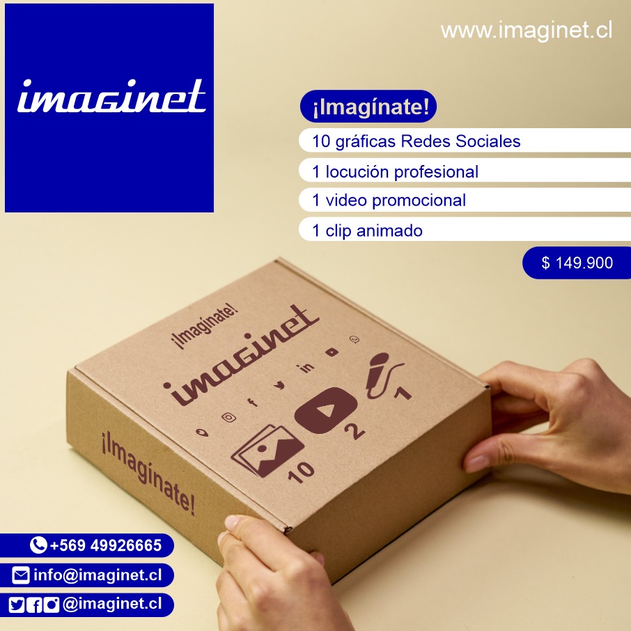 ImaginetCL's tweet photo. ¡Imagínate! con https://t.co/nIOMS4obdi y esta solución ideal para emprendedores, con 🖼️10 gráficas para Redes Sociales, 🎙️1 Locución Profesional, 📽️1 Video Promocional y 📺1 Clip Animado con tus servicios, productos y ofertas. 
😀👍 https://t.co/l8mkiIkI3O