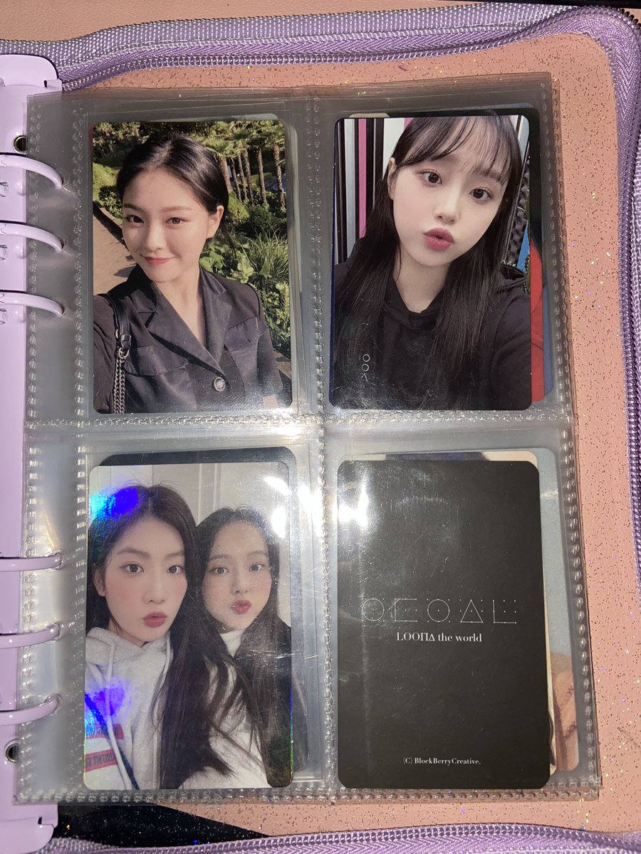 kangherein's tweet photo. loonaverse: from trading cards

- hyunjin
- chuu
- vivi and kim lip

🏷 wts lfb ph loona tc heejin hyunjin haseul yeojin vivi kim lip jinsoul choerry yves chuu gowon olivia hye

[the dents are from the binder, not the photocard itself] https://t.co/51iGKemvlG