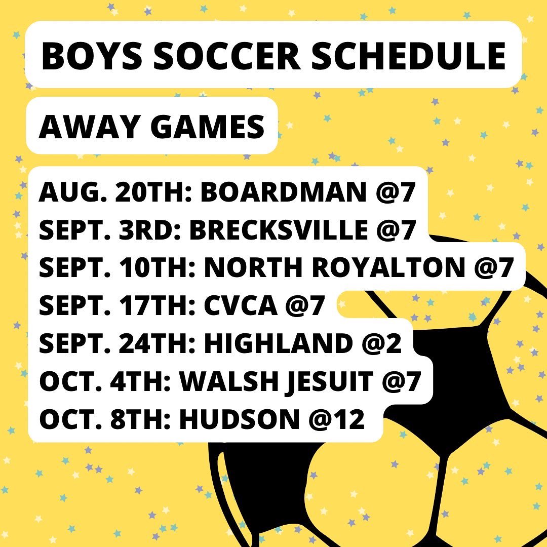 BOYS SOCCER SCHEDULES!!
Come support our team at any or all of their games this year!!!⚽️📣